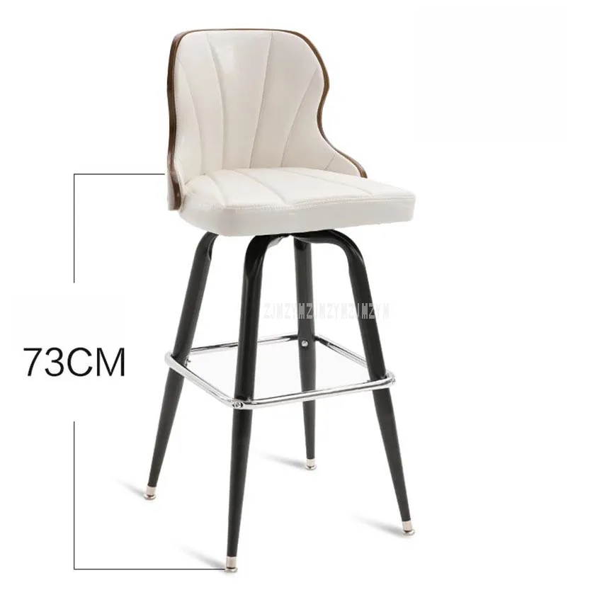 Pearl white Европейский современный твердый деревянный спинка антикварный барный стул металлический Железный арт вращающийся для отдыха кофейный барный стул на стойке высокий табурет для ног - Цвет: Pearl white