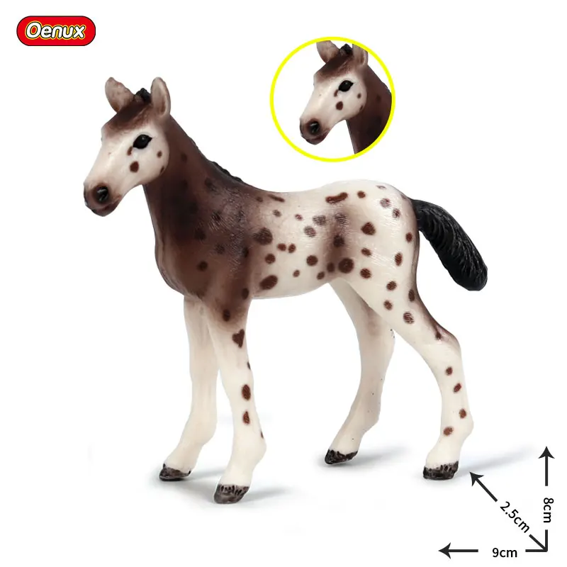 horse5 Oenux, животные на ферме, Милая модель, фигурка, альпака, корова, фигурки лошадей, овец, коз, миниатюрная развивающая игрушка для детей - Цвет: horse5