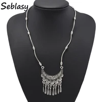 seblasy vintage carved flowers big geometric patterns statement necklaces for women jewelry water droplets tassel necklaces