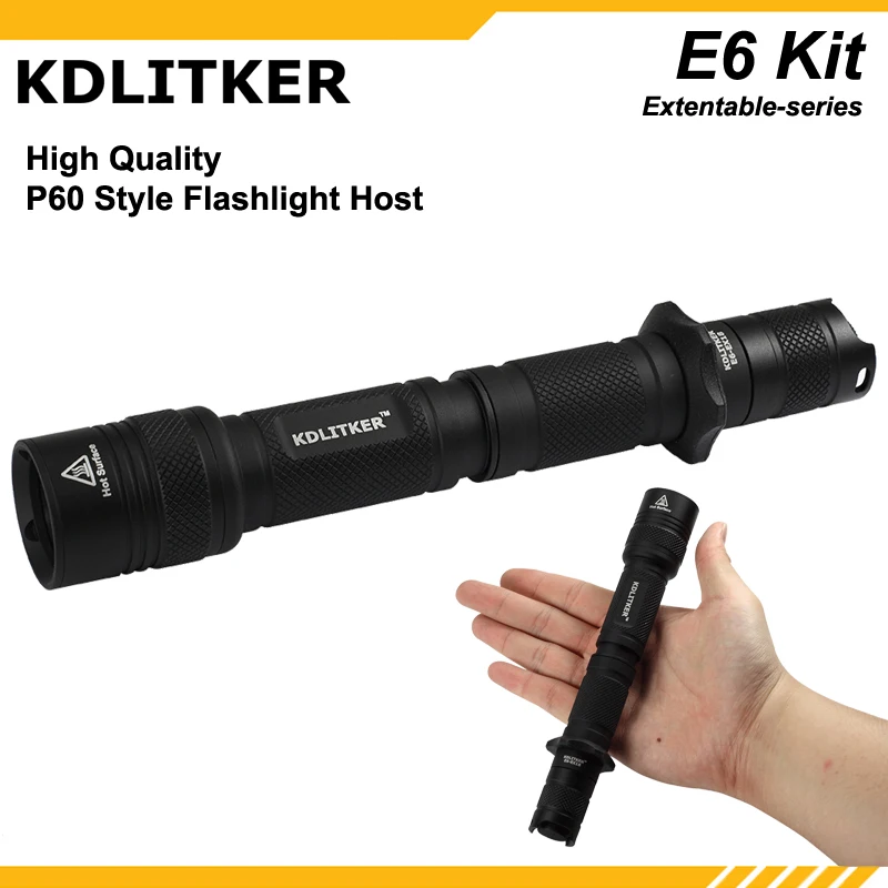 Фонарик KDLITKER E6 / E6S P60 хост черный|tube 18650|shell tubeshell kit |