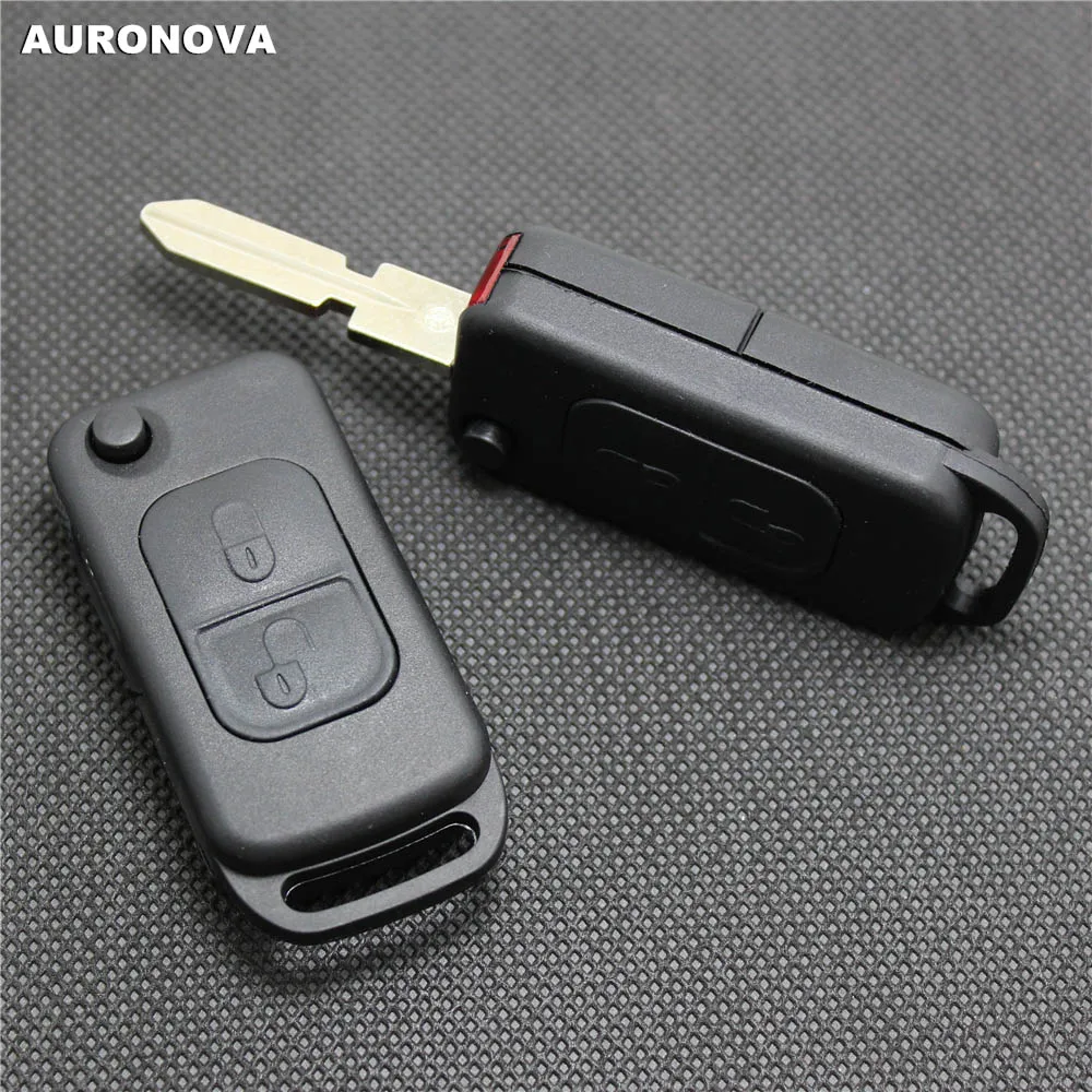 AURONOVA Сменный складной ключ оболочки для MERCEDES BENZ C E S ML W140 2 кнопки большая головка Uncut латунный дистанционный автомобильный чехол для ключей