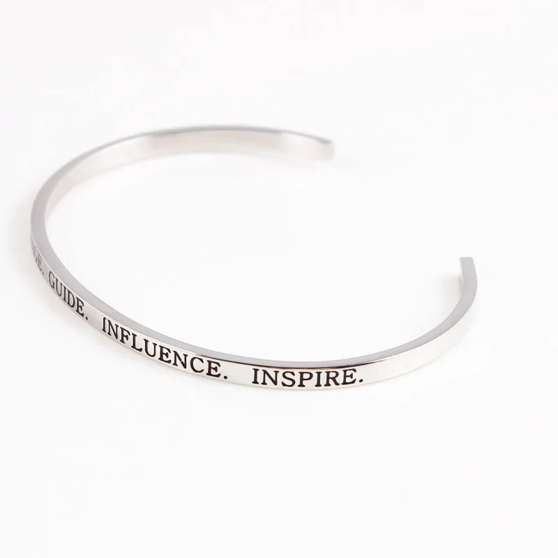 Браслет манжета из нержавеющей стали с гравировкой вдохновляющим вдохновением