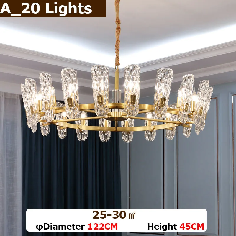 A-20Lights Светильник, Роскошная Современная хрустальная люстра, Европейский стиль, лампа для гостиной, атмосферный ресторанный светильник, медная лампа, лампы для вилл - Цвет корпуса: A-20Lights