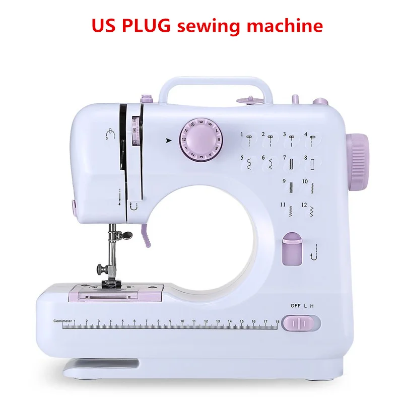 US PLUG FHSM-505 Мини электрическая швейная машина портативная многофункциональная бытовая швейная машина со светодиодный светильник для начинающих портных - Цвет: US PLUG
