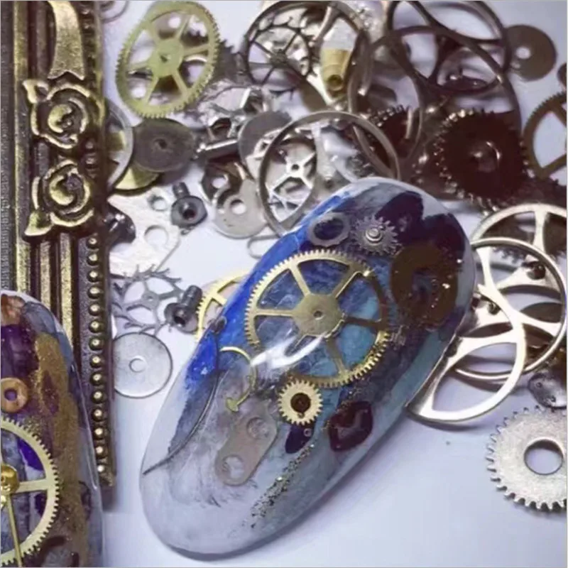 1 коробка панк машина шестерни гвозди шпильки горный хрусталь 3D ногтей искусство