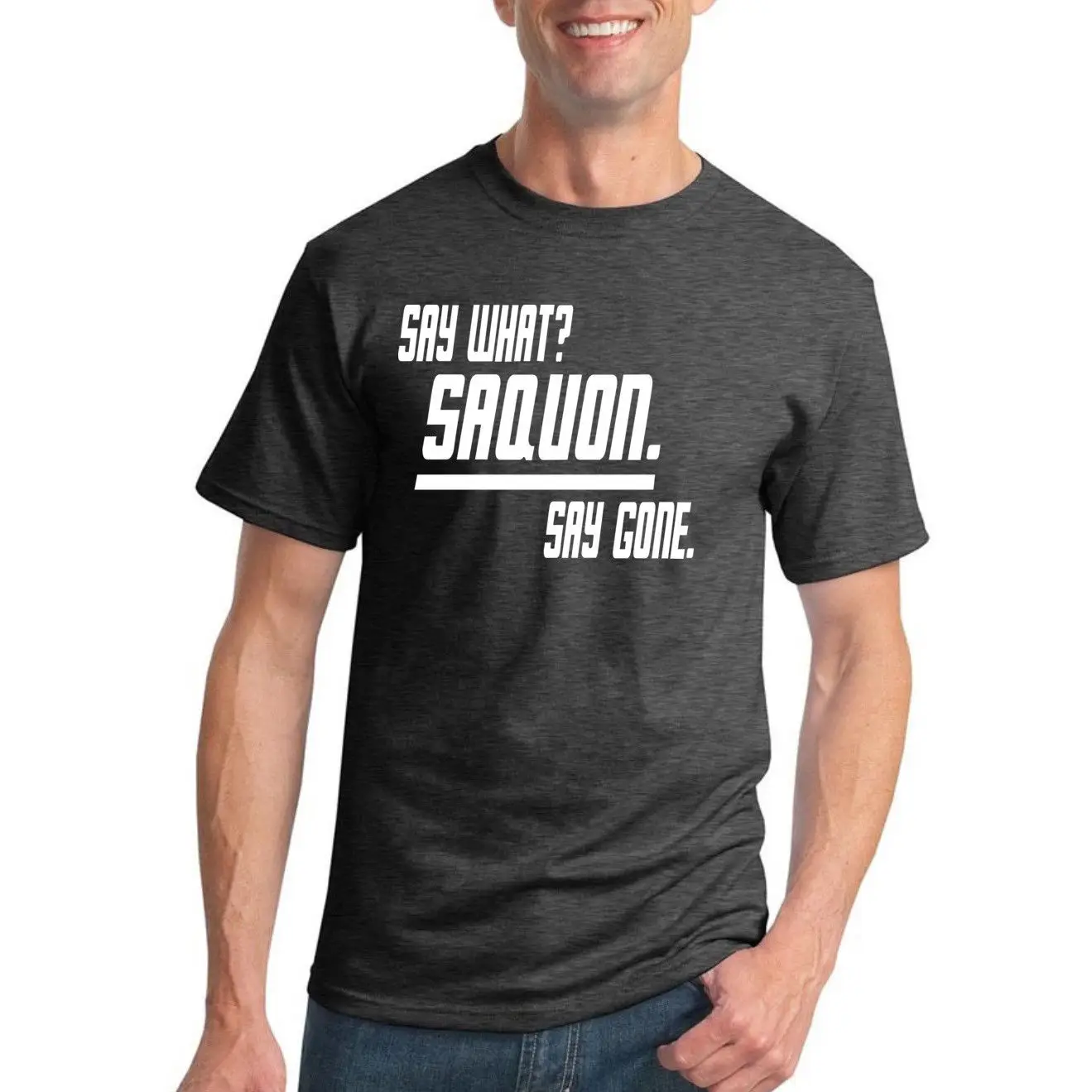 Сказать что Saquon NYG вентилятор Футболка Mens Graphic Спортивная футболка Нью Йорк
