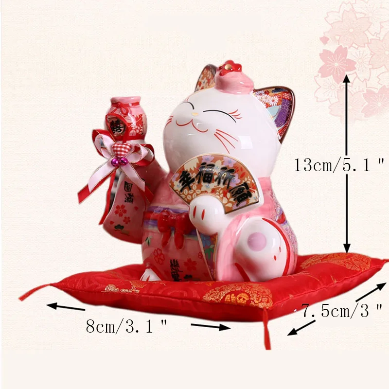 5 дюймов Керамика Lucky Cat копилка украшения Творческий дом Feng Shui Декор молитва