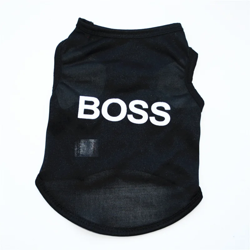 Летняя одежда для собак с принтом BOSS футболка домашнего питомца хлопковый жилет