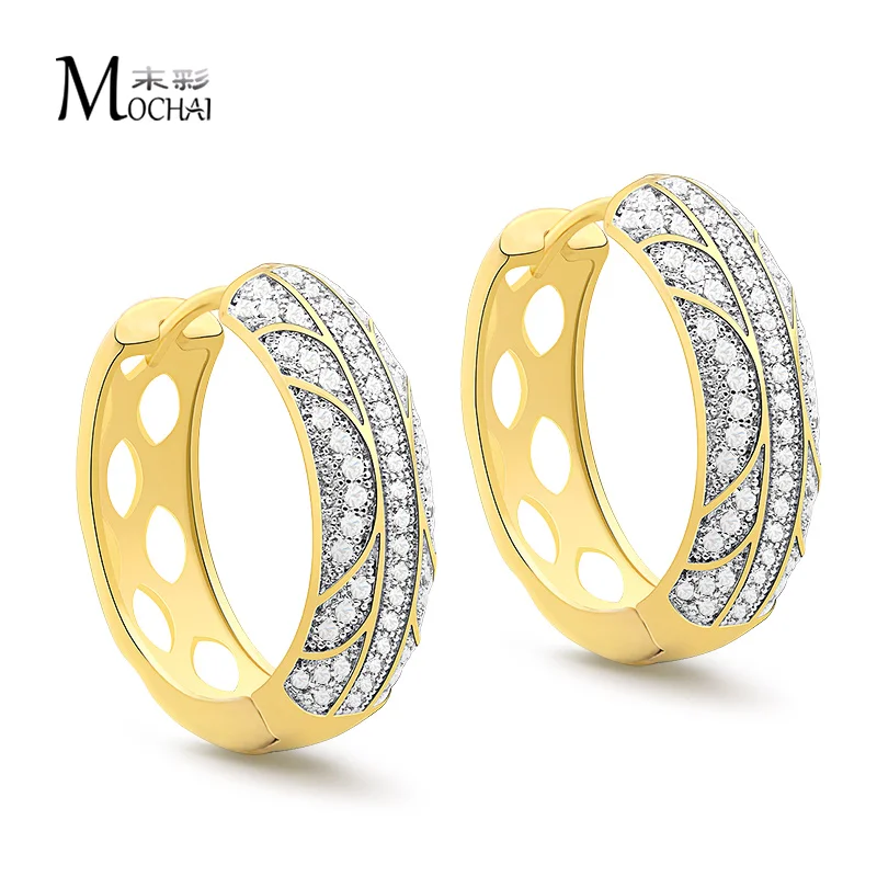 Новое поступление элегантные круглые серьги кольца золотого цвета с кубическим