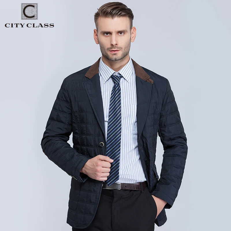 City Class Новых Мужские Осенние Куртки Мода Casual Стёганный Костюм Воротник Пиджака