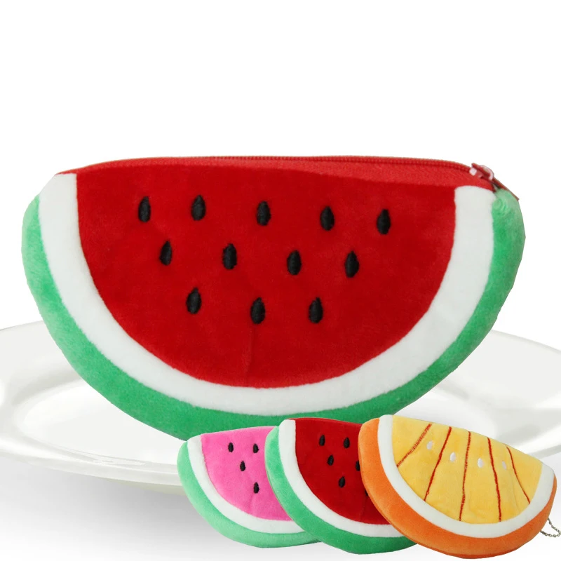 Мультяшный фруктовый арбуз оранжевая клубника на молнии чехол портмоне женский