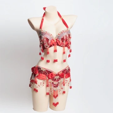 Новинка 2017 бюстгальтер для танца живота + ремень костюм девочек комплект одежды