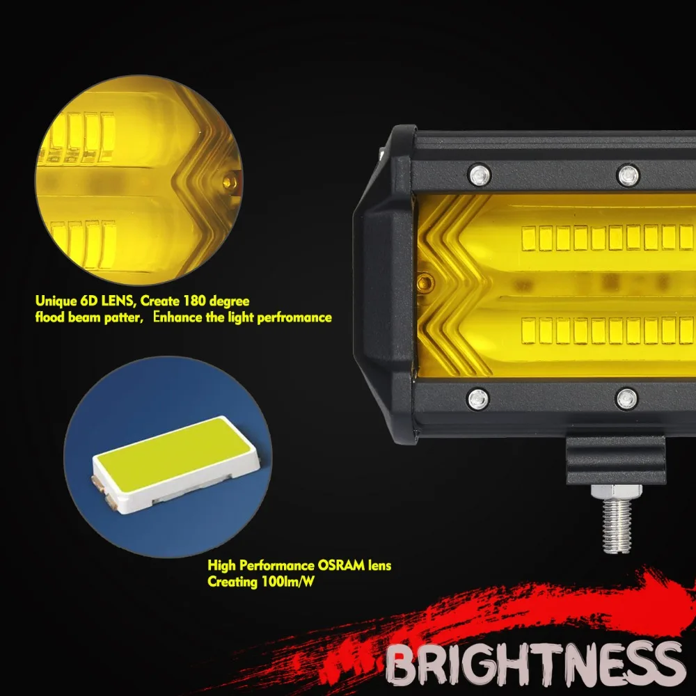 Samlight светодио дный свет бар 5 дюймов 6D Луч 72 Вт Off Road работы вождения Pod