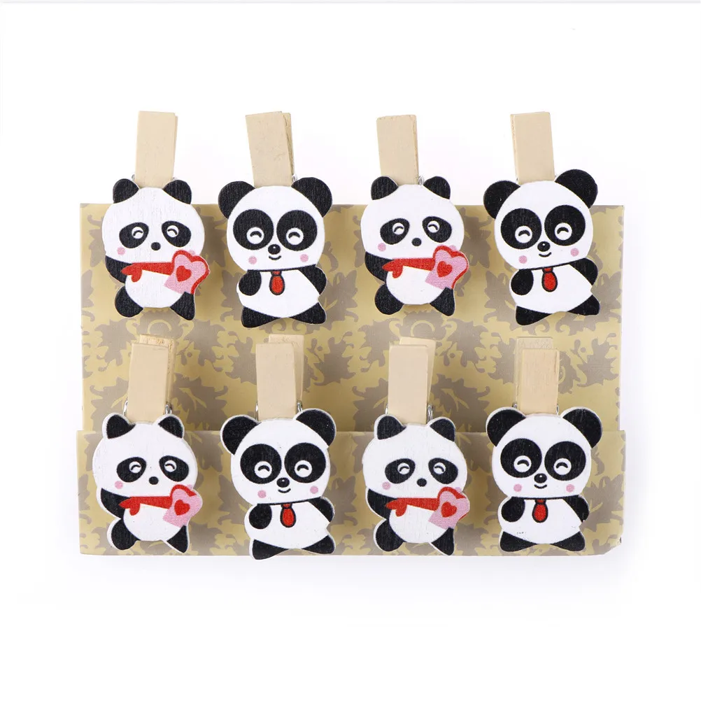 

8Pcs/lot Cute Zebra Duck Panda Elephant Clothespin Picture Craft Clips DIY Clothes Paper Peg Stationery Wooden Photo Clip