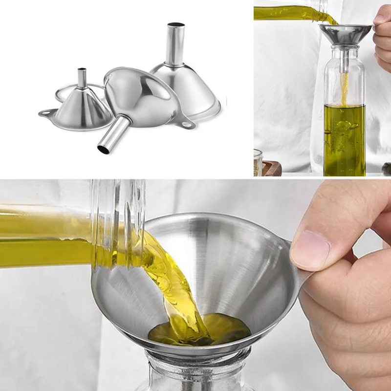 3 шт. нержавеющая сталь заливка декантирующая Воронка с фильтром ситечко 11/13/15 см
