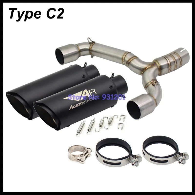 For Suzuki GSR600 GSR400 BK600 BK400 Exhaust System Muffler Pipe Dual Middle Link Pipe with 2PCS AR Austin Racing Exhaust Pipe