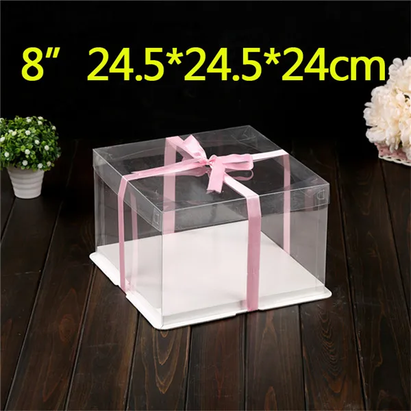 8inch 2 Layer Набор № 8 6/8/10 дюймов прозрачная подставка для торта из прозрачный бумажный пакет для печенья коробка дисплея пекарни Контейнеры Коробки для тортов и пластиковые доски - Цвет: 8inch 2 Layer