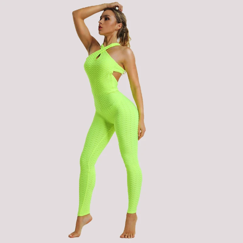 Grandwish Women Sexy Sport Sets Backless Siamese Gym Fitness Pants High Elastic Sportwear Jumpsuit Yoga Leggings Onesies,ZF011