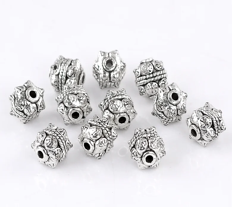 Doreen Box hot Charm бисер Pettern резной серебряный цвет 11x10 мм 20 шт (B22203)|charm beads|beads silvercharms silver
