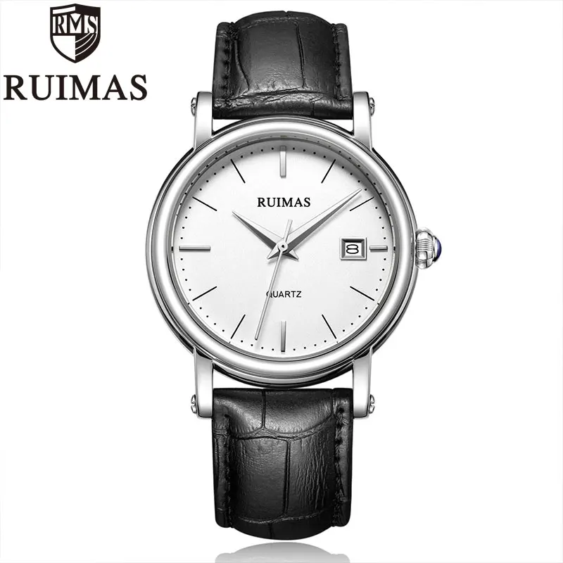 RL6762G-White Ruimas reloj hombre Топ брендовые Роскошные мужские часы водонепроницаемые наручные часы с датой мужские повседневные кварцевые часы с кожаным ремешком - Цвет: RL6762G-White