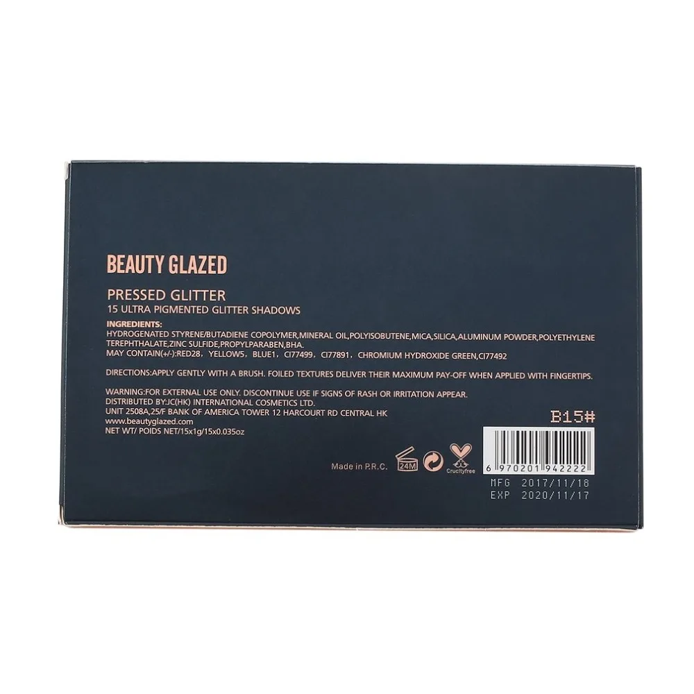 BEAUTY GLAZED портативная палитра теней для век 15 ультрапигментированные блестящие
