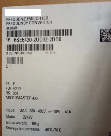 

Оригинал в новой коробке 6SE6430-2UD32-2DB0