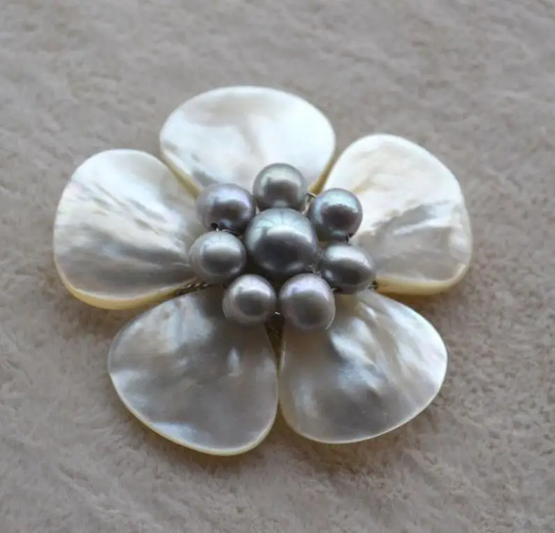 Элегантная Брошь В Виде Цветка для девочек Подарочная брошка серая с натуральным