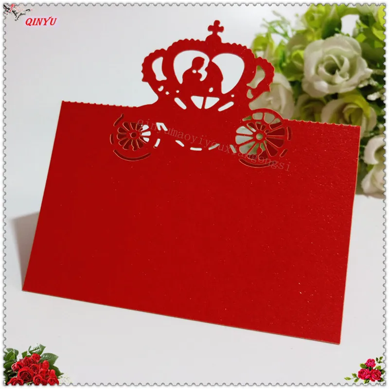 100 короны из карточный стол лазерная резка кружевной Корона бумаги место имя