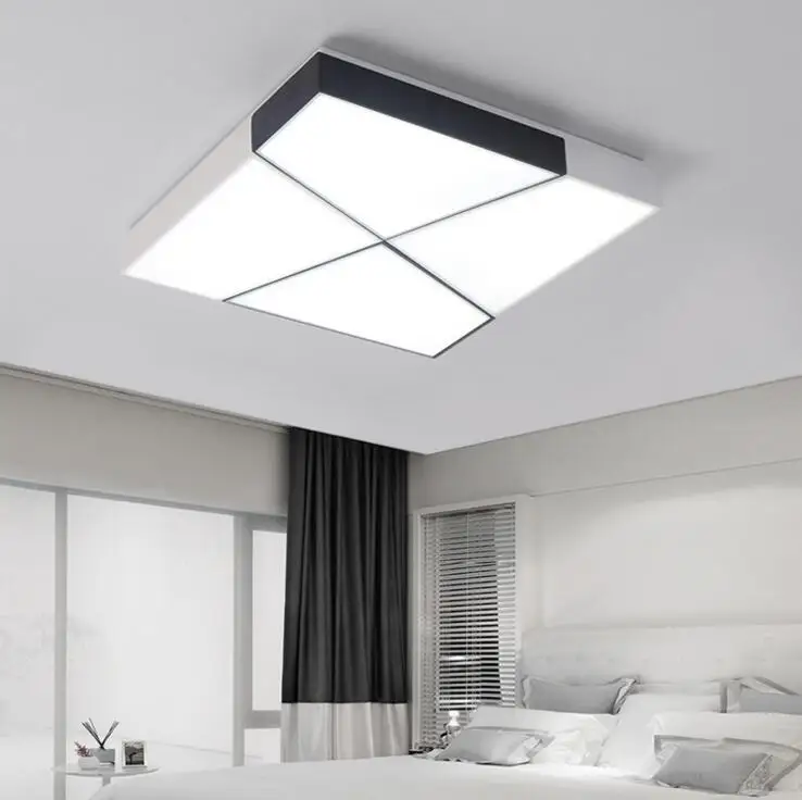 Living room lamp rectangular ceiling modern minimalist black and white LED bedroom lighting wrought iron dining | Лампы и освещение