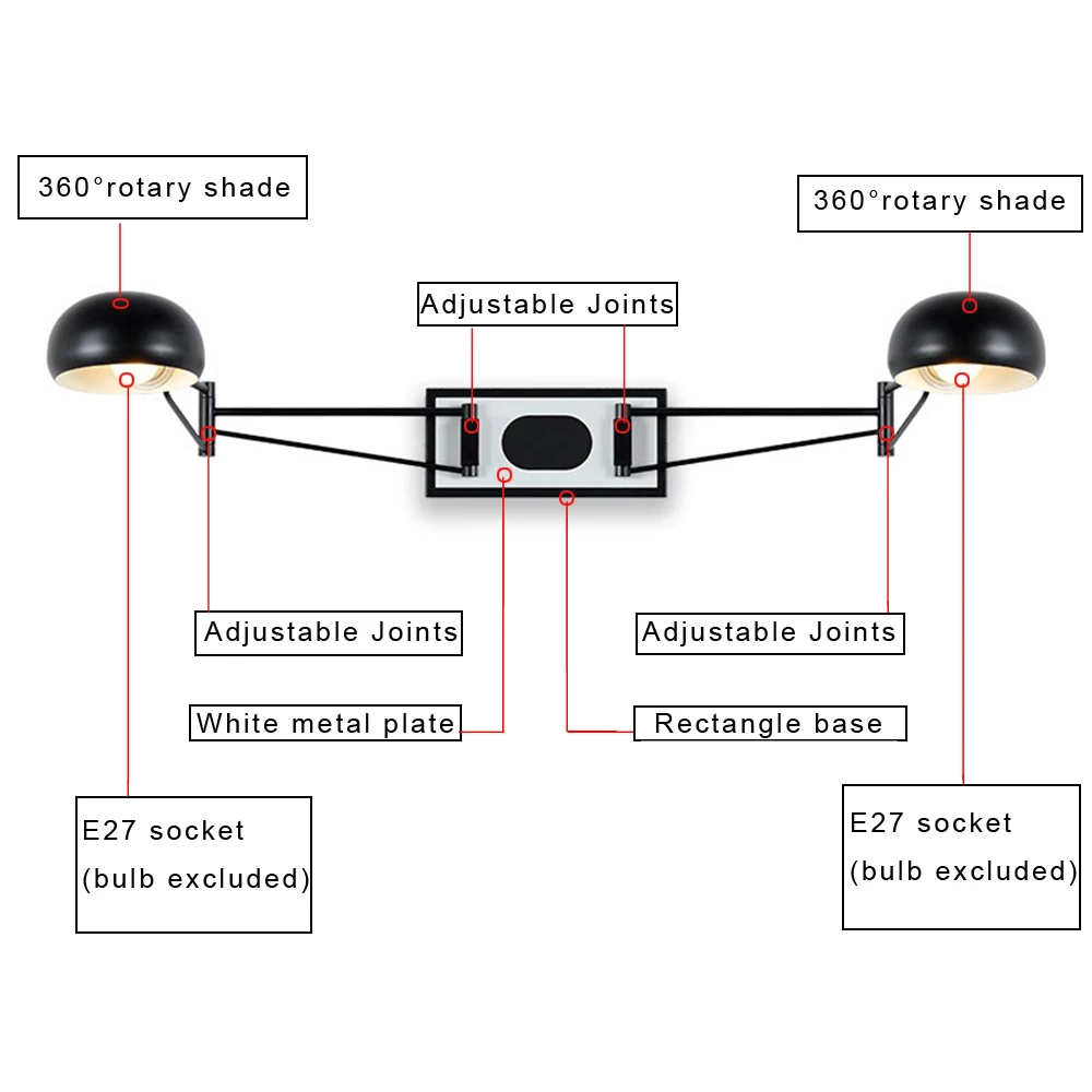 Креативный DIY настенный светильник бра для гостиницы растягивающийся с двумя