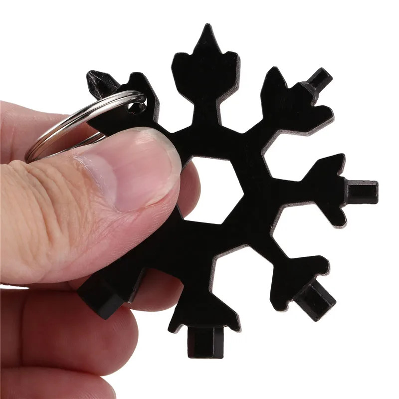 EDC Tool 18-in-1 multi-tool card combination Compact and portable Outdoor Snowflake tool Black Sliver | Спорт и развлечения