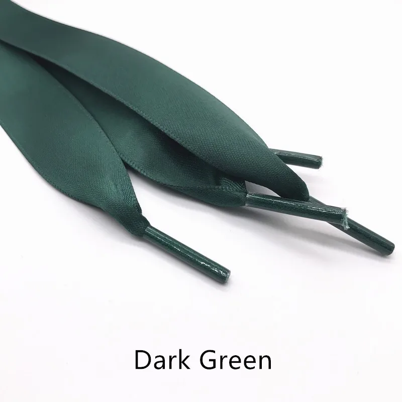 Dark Green Новинка, 1 пара, 2 см, ширина, атласная шелковая лента, шнурки, 110 см, длина, кроссовки, спортивная обувь, кружева, для взрослых, детские шнурки, цветные - Цвет: Dark Green