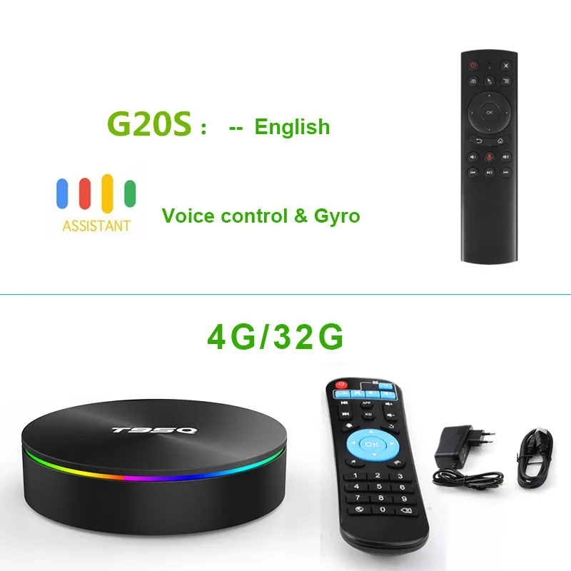 4G32G G20S Android 9,0 ТВ приставка T95Q Android приставка 4 Гб 64 ГБ DDR3 Amlogic S905X2 четырехъядерный 2,4G& 5 ГГц двойной Wifi BT4.1 100 м H.265 Смарт ТВ приставка - Цвет: 4G32G G20S