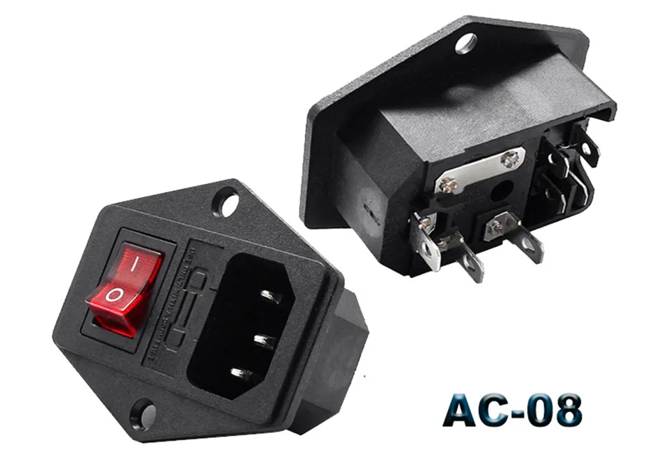 IEC320 C14 электрическое гнездо переменного тока 3 pin Красный светодиодный 250V кулисный переключатель 10A предохранитель женский мужской гнездо входа разъем 2-контактный разъем крепление