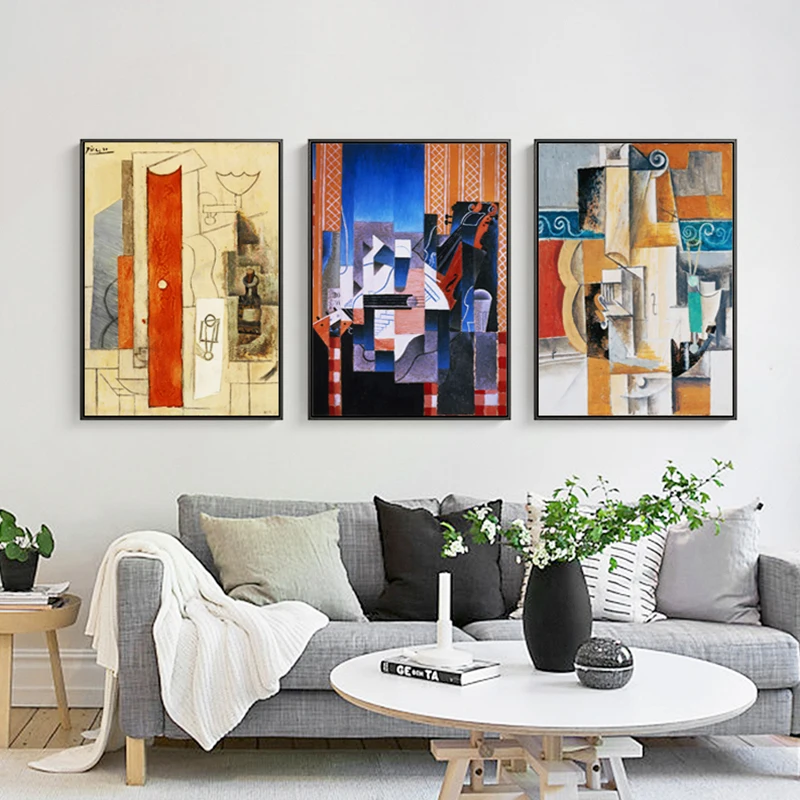 Элегантная цветная абстрактная картина маслом на холсте постер с художественным