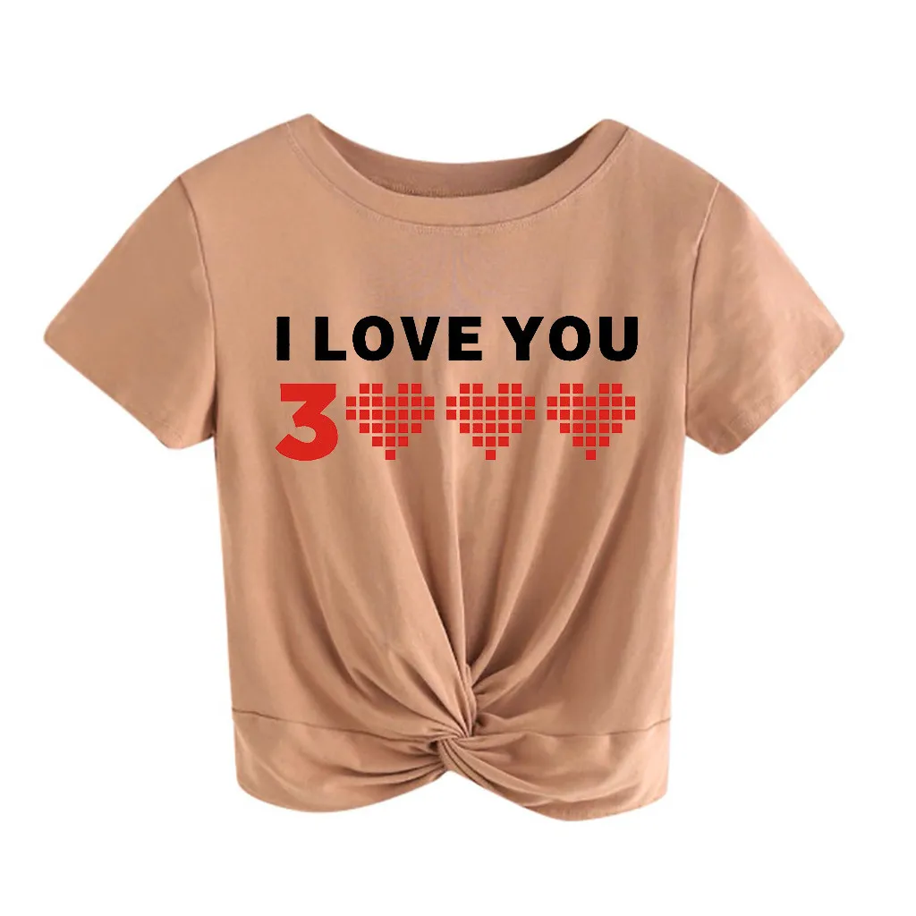 Женская футболка с коротким рукавом Повседневная принтом I Love You 3000 лето