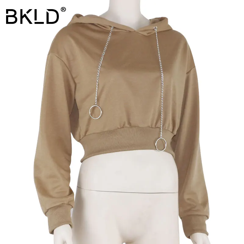 BKLD женский спортивный костюм 2018 модный новый свитшот с капюшоном укороченный Топ