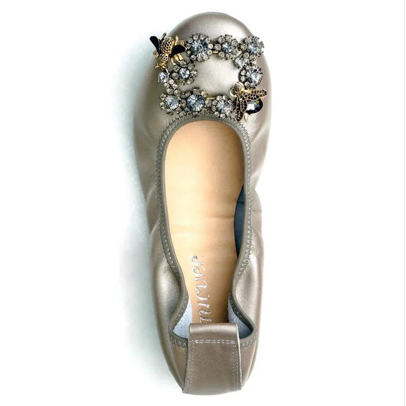 Женские туфли стразы из натуральной кожи балетки удобные повседневные на