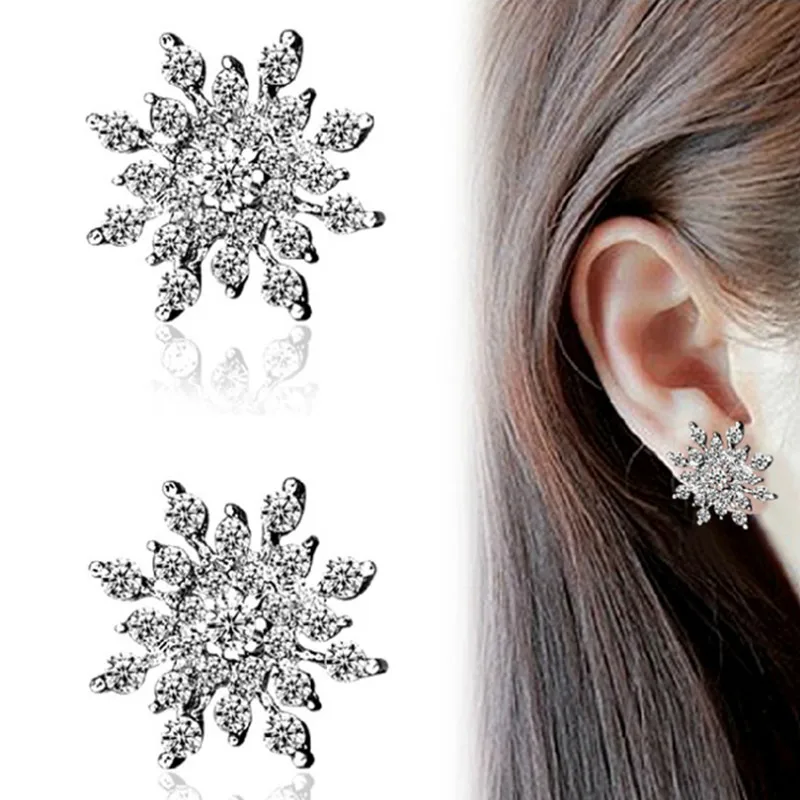 Женские серьги снежинки с кристаллами яркие ювелирные изделия|earings fashion jewelry|earrings