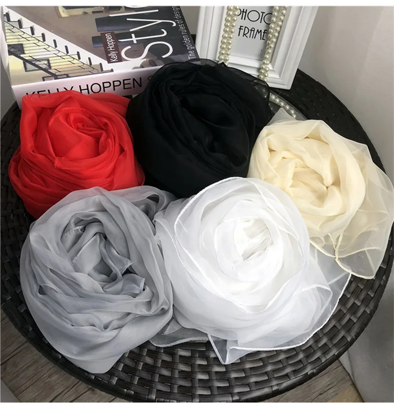 Новый шарф из чистого шелка Яркий пляжный большая шаль тонкий женский шифоновый