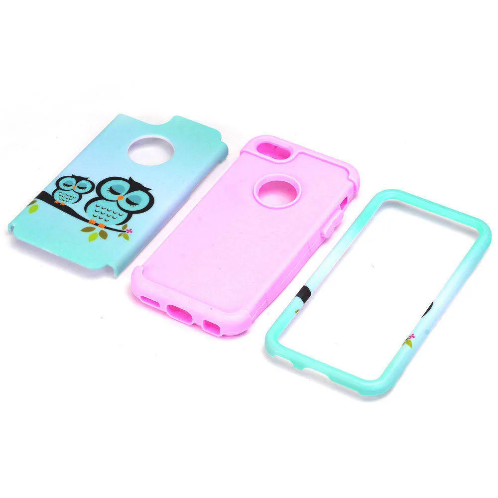 for iPhone SE 5S 5C 5 Phone Case Cute Animal Bird Owl Paint Cases Rubber Shockproof Hybrid Silicone PC Defender Heavy Duty |