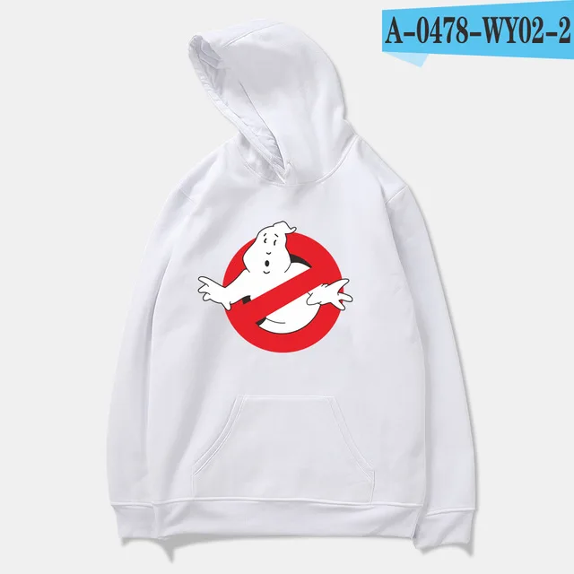white Hot Sale Ghostbusters Hoodie Men/Women Fashion Casual Loose Black Sweatshirt Print Ghost busters Hip Hop Hoodie Streetwear - Цвет: white