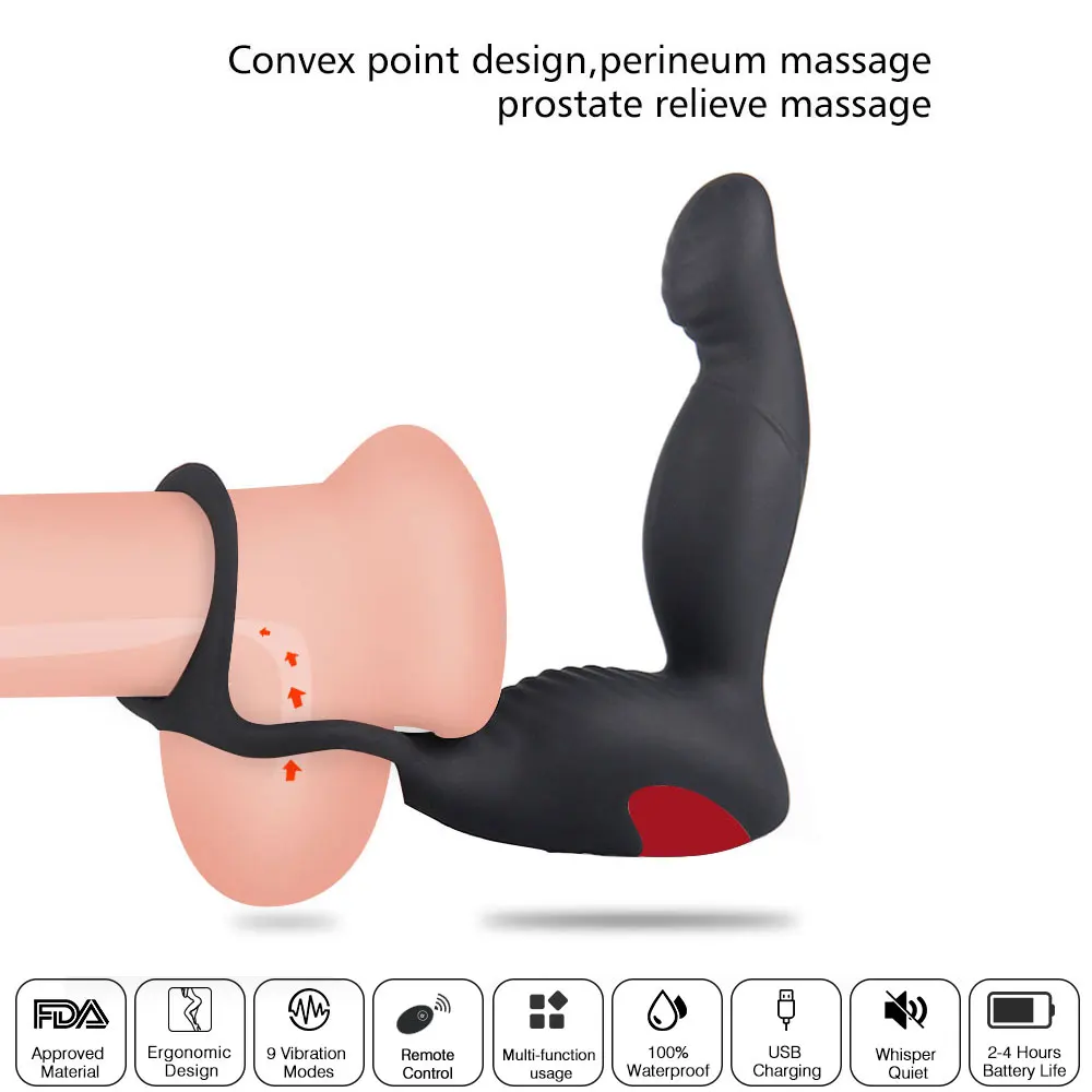 Khalesex Wireless Remote Control Anal Vibrator Male Prostate Massage Climax Delay Ring Sex Toys for Men Masturbator Erotic |