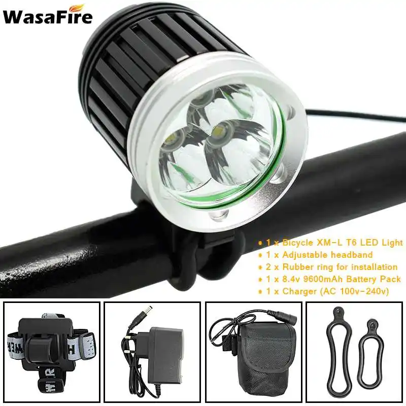 

WasaFire 3* XML T6 LED HeadLight 4000lm 3 Modes Mountain Bike Light Bicycle Lamp HeadLamp Front Lights Riding Cycling Sport Gift