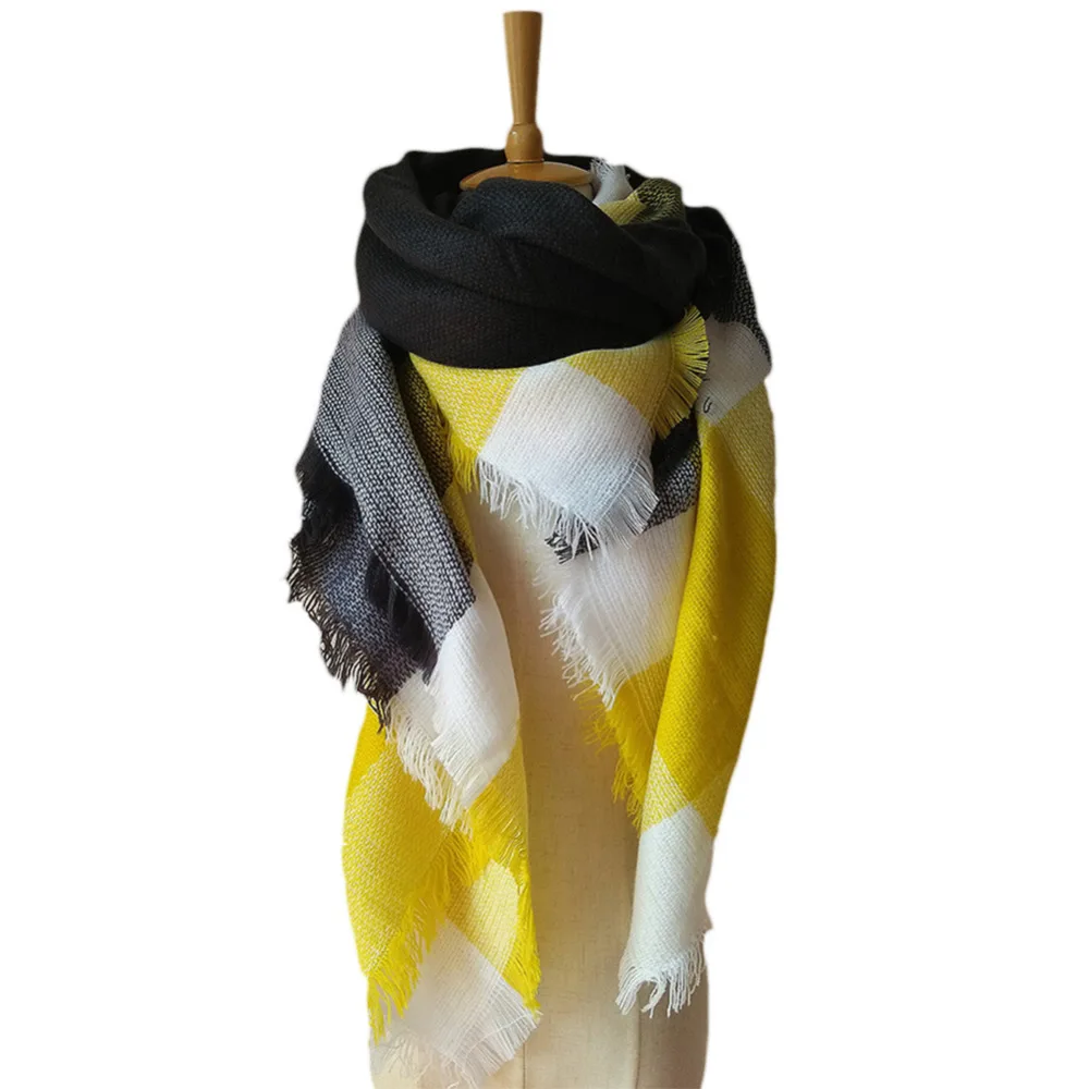 2017 Новый дизайнерский треугольный шарф из акриловой пашмины модная клетчатая