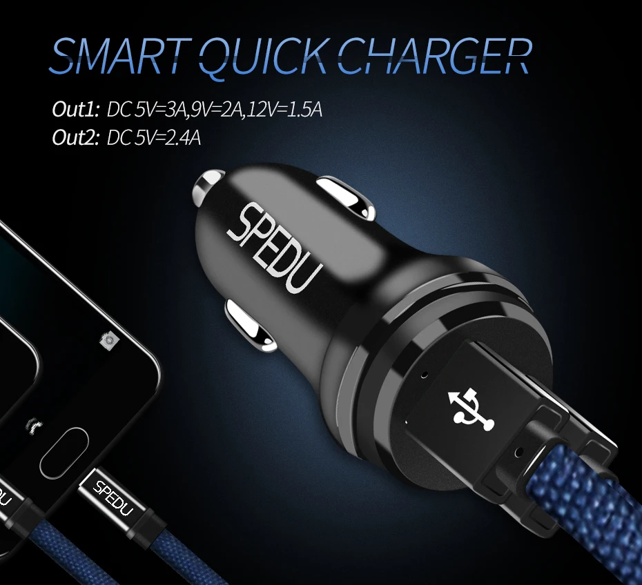 SPEDU Быстрая зарядка qc 3,0 Usb Автомобильное зарядное устройство для iphone Oneplus samsung xiaomi автомобильное зарядное устройство Быстрая qc3.0 для huawei мобильного телефона 5V3A