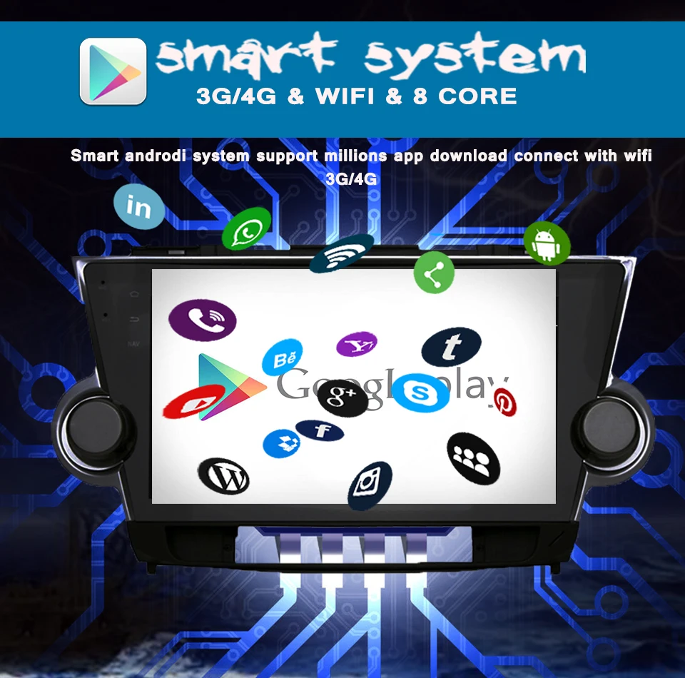 2din 8 ядерный автомобильный dvd плеер 10 1 &quot6 + 128G для Toyota Highlander 2009 2013 android 0 с bluetooth GPS Wifi