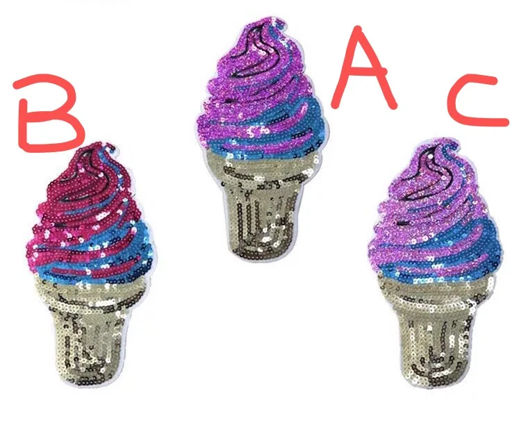 Мороженое аппликация блестками vintage заплатам нашивка на одежду |