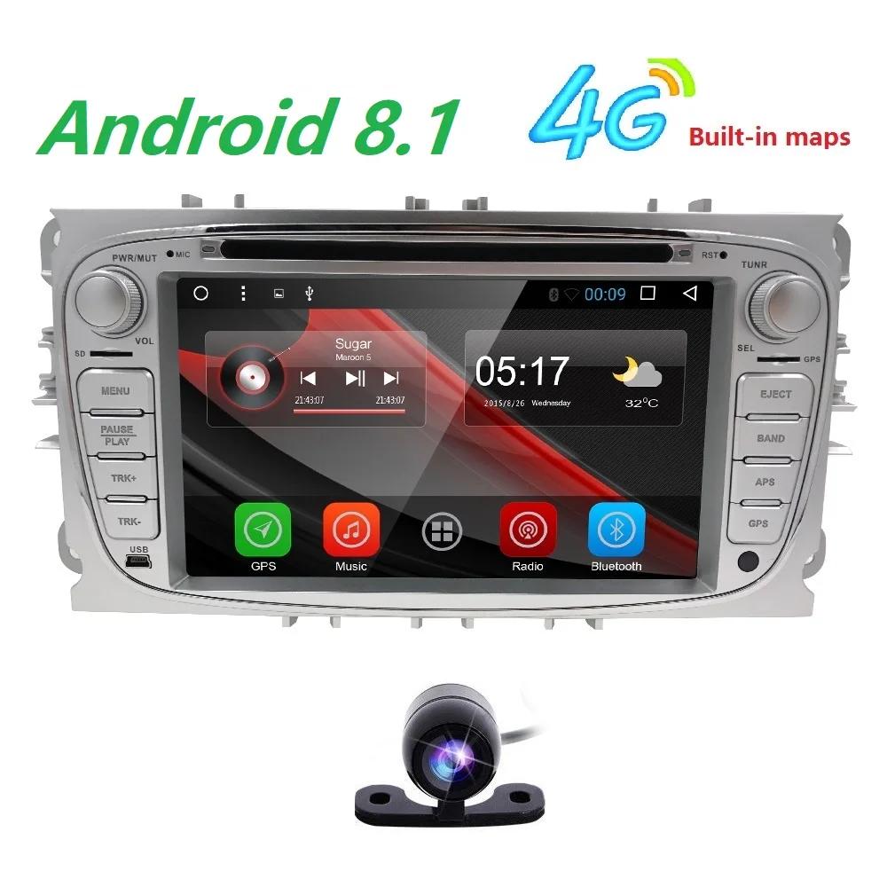 Hizpo 4 ядра Android 8 1 автомобильный dvd плеер 2Din навигационный GPS радиоприемник для Ford