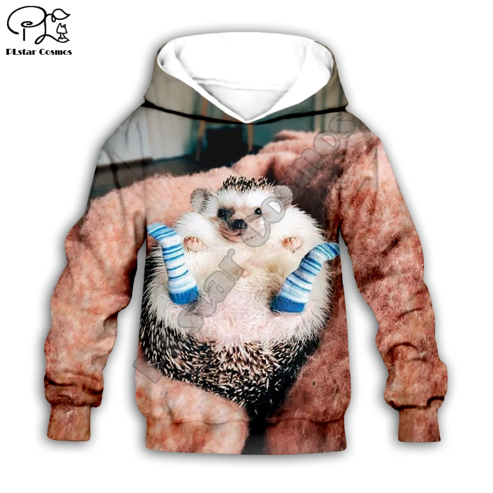 Детский комплект для мальчиков и девочек кофта с 3D принтом ежика штаны на